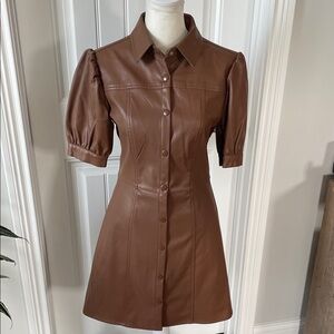 Kit + Sky Brown Faux Leather Dress NWT (size small)
